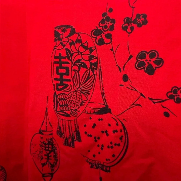 Soft Surroundings Asian Pagoda Tunic Top Size Petite Small Red Lantern Blouse - Picture 7 of 10